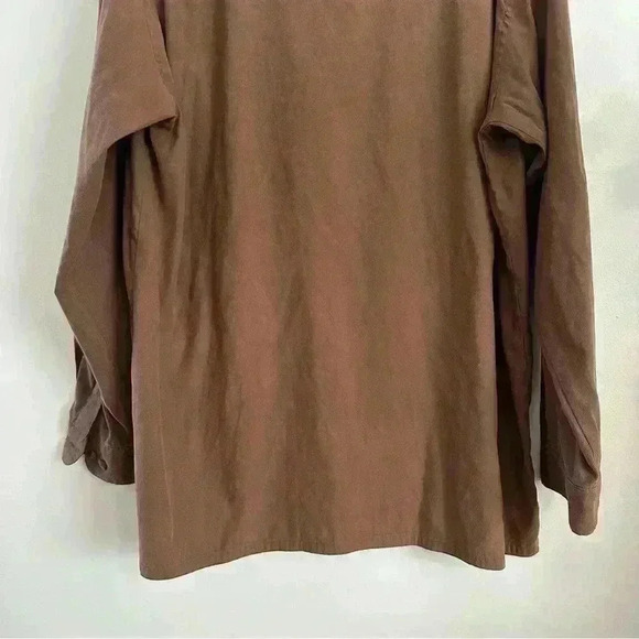 Weatherproof Button Up Shirt Flip Cuff Long Sleeve Mens Size Large Brown - Picture 9 of 11